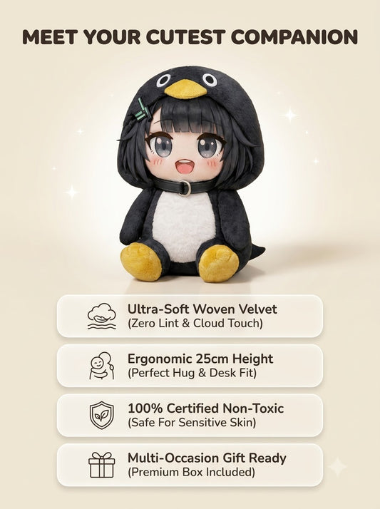 25cm Kawaii Penguin Chibi Plush Doll - Gugu Gaga Cute Soft Stuffed Toy