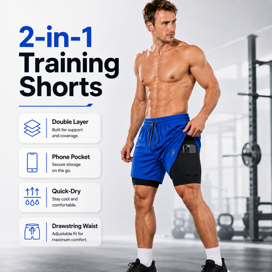 Men’s 2-in-1 Quick-Dry Training Shorts with Phone Pocket