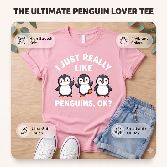 Cute Penguin Lover Graphic Tee - Women's Casual Crewneck T-Shirt